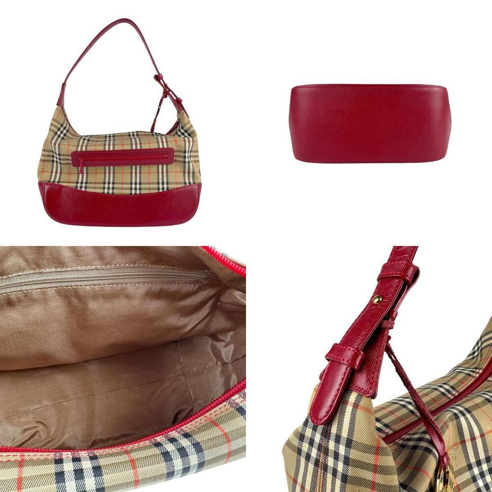 Burberry shoulder bag Beige Tan red canvas leather - Picture 3 of 4